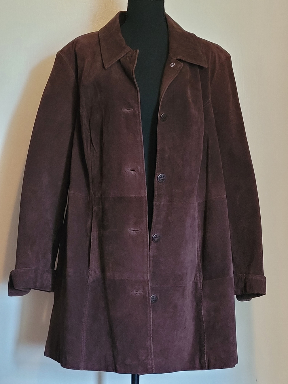 Denim&Co Women's Suede Leather Jacket in Dark Brown Womens 2X